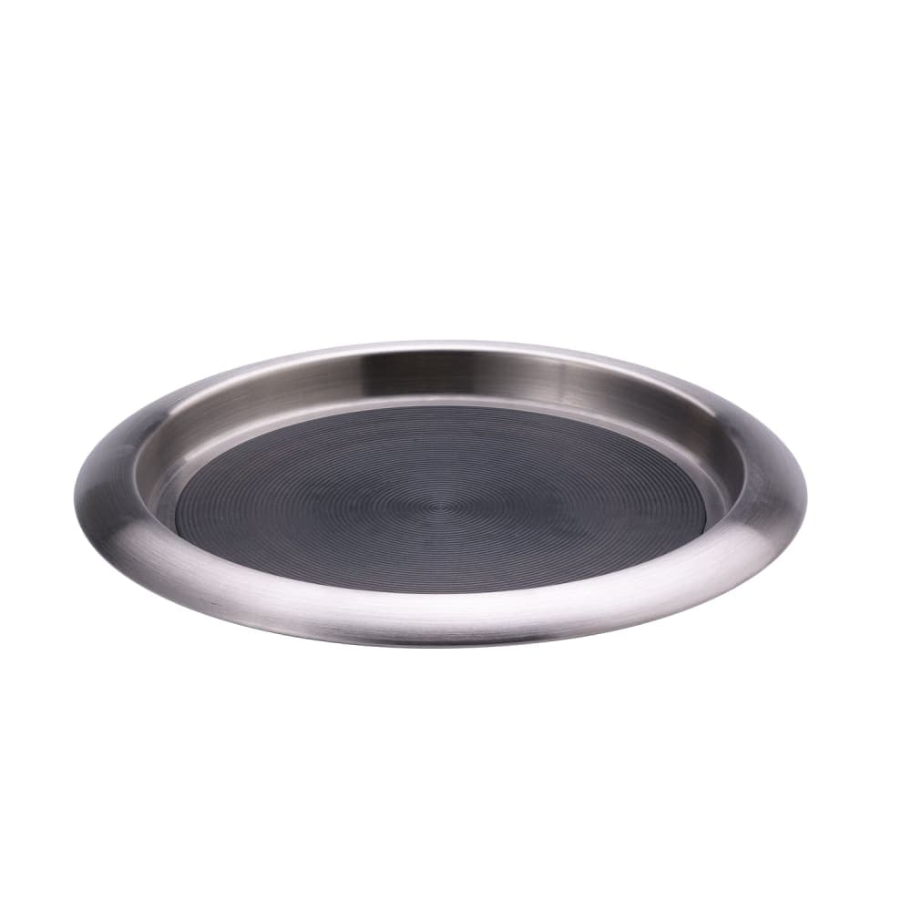 Service Ideas 11" Non-Slip Tray w/ Solid Rubber Insert, Stainless (TR119SR)