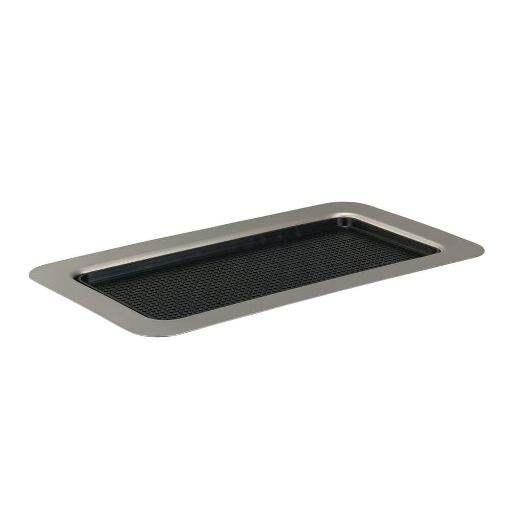 Service Ideas Rectangular Non Slip Tray - 13 1/2" x 7 1/2", Brushed Stainless (TR137RI)