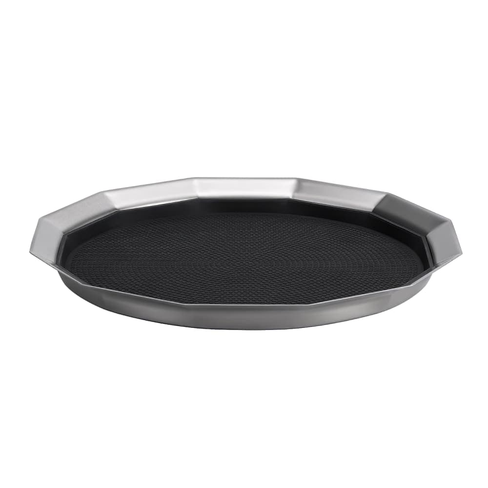Service Ideas 14" Non-Slip Tray w/ Removable Rubber Insert, Stainless (TRPN1412RIBS)