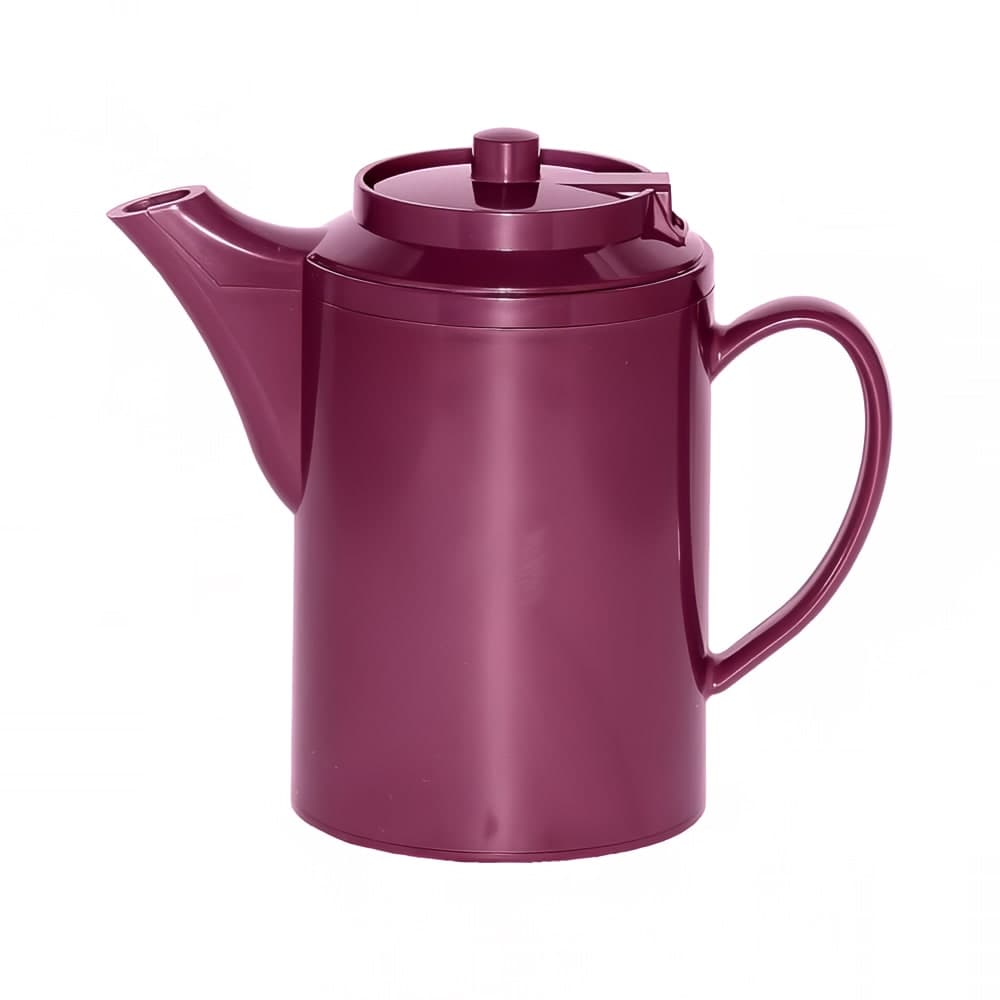 Service Ideas 16 oz Dripless Teapot w/ Baffled Spout, Self-Locking Lid, Burgundy (TS612BU)