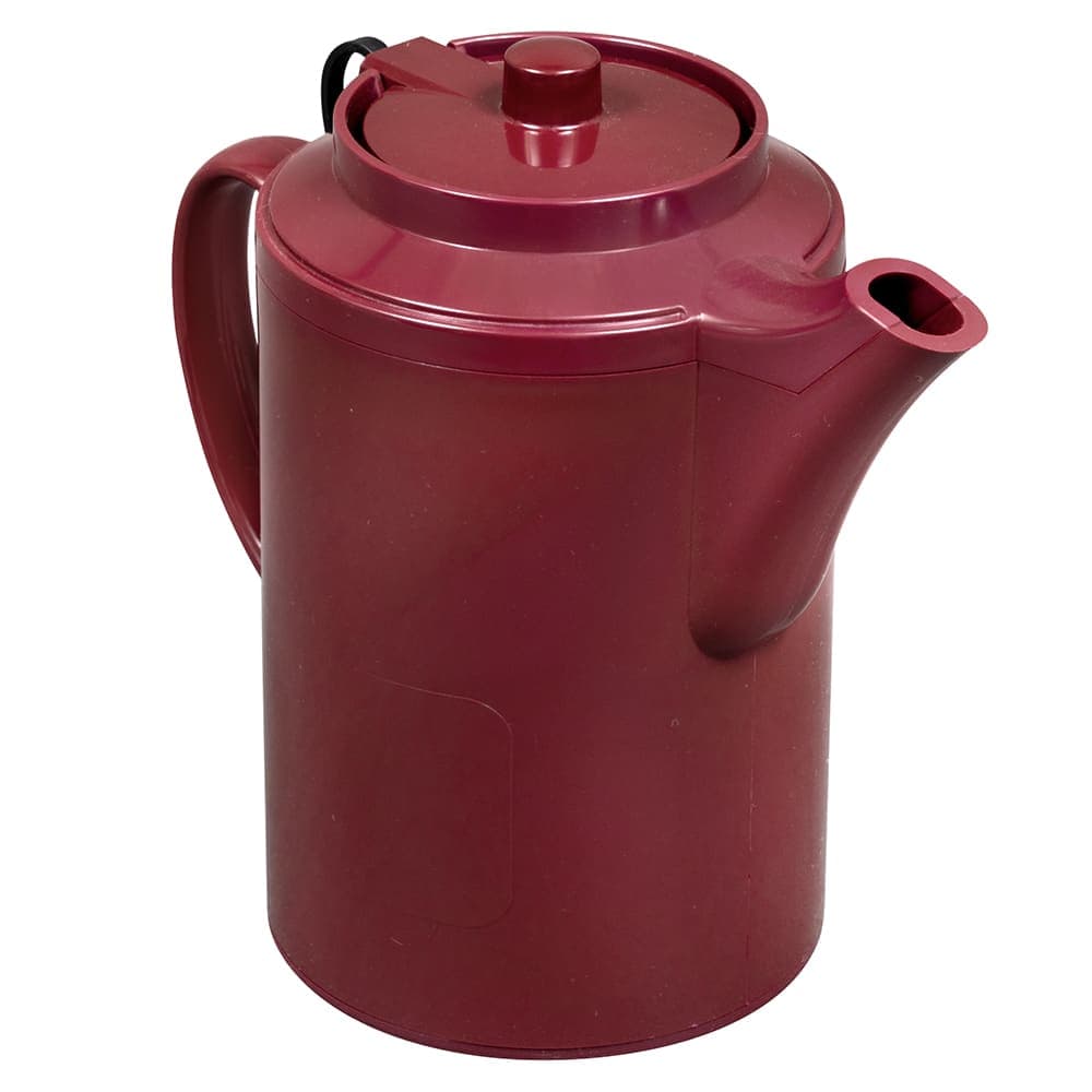 Service Ideas 16 oz Dripless Teapot w/ Tether, Baffled Spout, Burgundy (TST612BU)