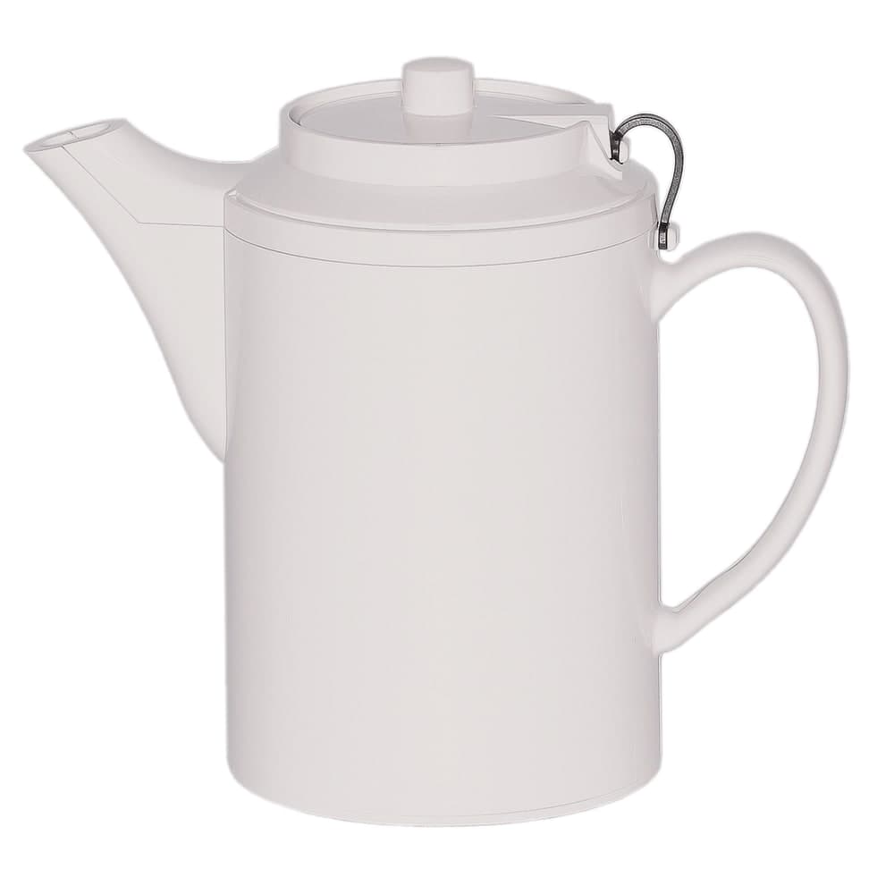 Service Ideas 16 oz Dripless Teapot w/ Tether, Baffled Spout, Stoneware & White (TST612WH)