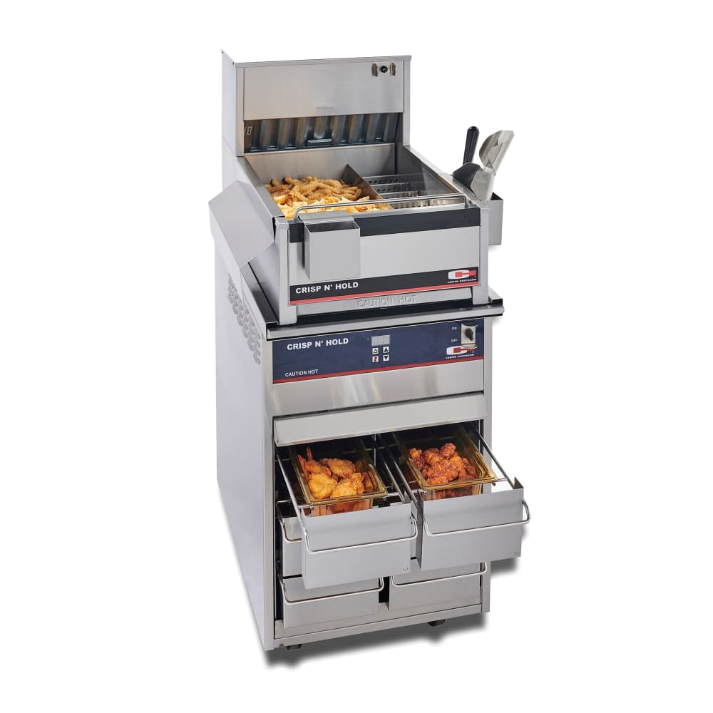 Carter-Hoffmann FFSTKPKG Crisp 'N Hold Dump Station (CNH18XD) & Vertical Holding Cabinet (VCNH2W3S) Stacked Combo, 120v