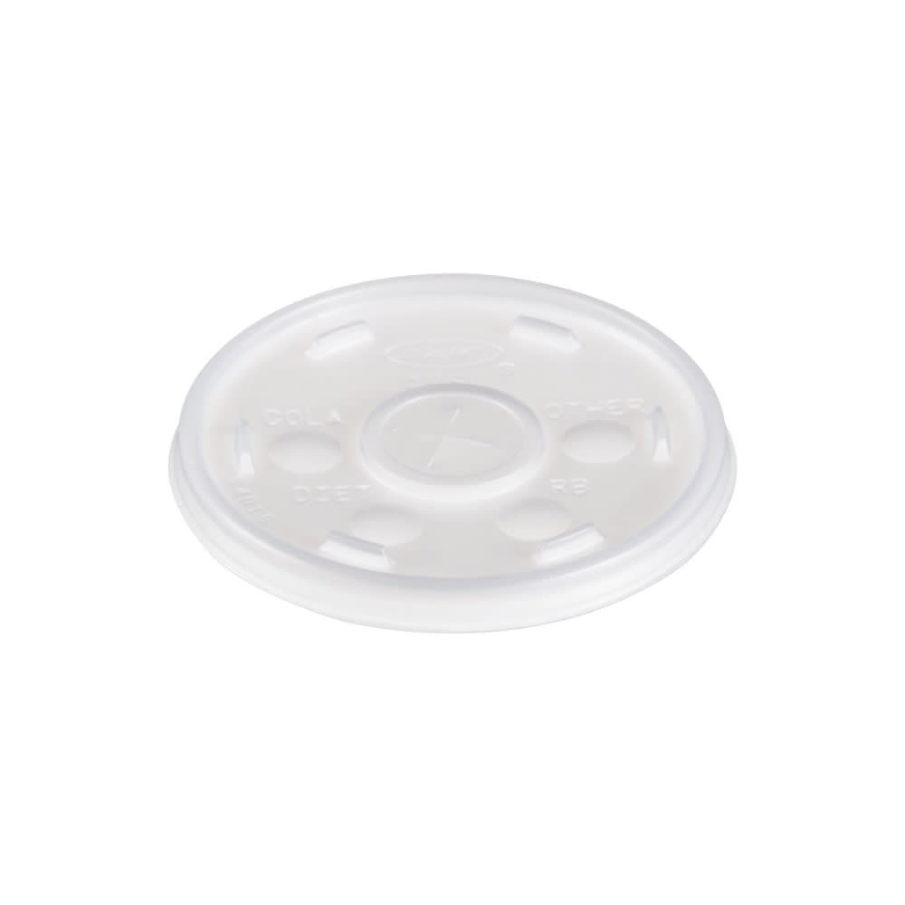 Dart 10SL Lid w/ Straw Slot for Foam Cups & Containers - Polystyrene, Translucent
