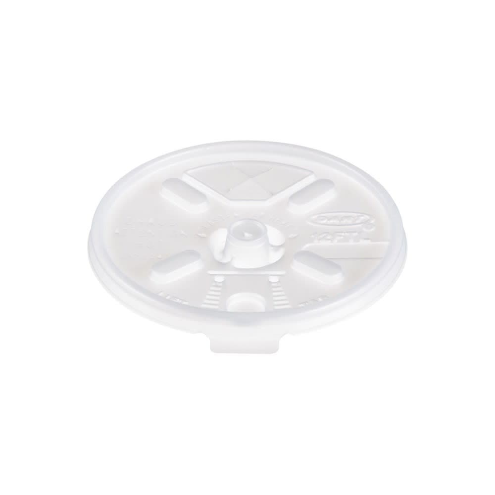 Dart 12FTLS Lift n' Lock Lid w/ Straw Slot for Foam Cups & Containers - Polystyrene, Translucent