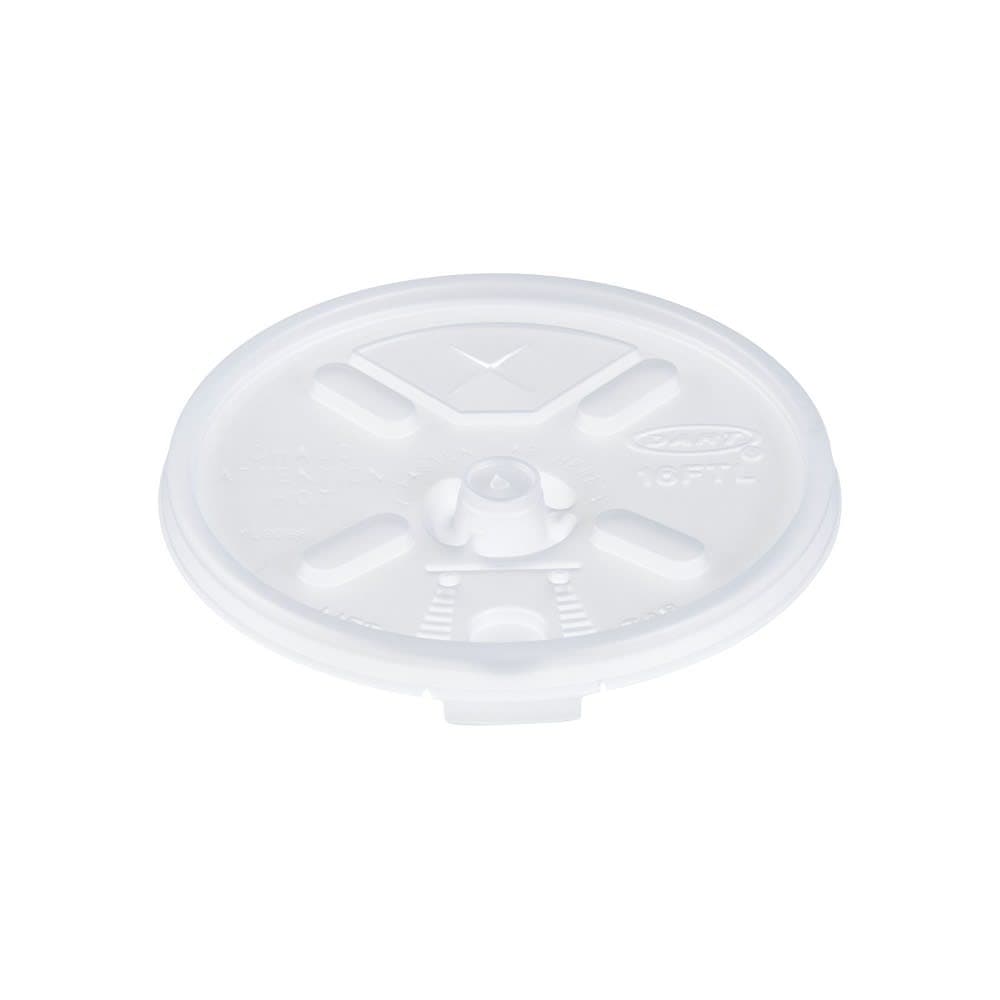 Dart 16FTLS Lift n' Lock Lid w/ Straw Slot for Foam Cups & Containers - Polystyrene, Translucent