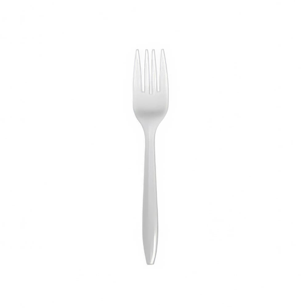 Empress Medium Weight Disposable Forks - Plastic, White (E178001 (41733))