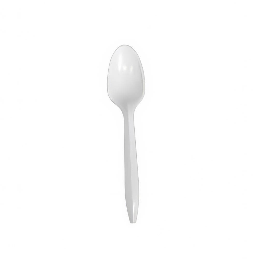 Empress Medium Weight Disposable Teaspoons - Plastic, White (E178002 (41734))