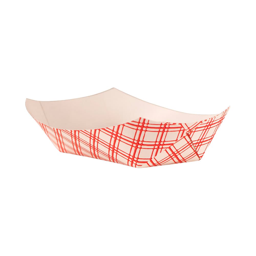 Empress Disposable Food Tray w/ 1 lb Capacity - Paper, Red Plaid (EFT100 (40033))