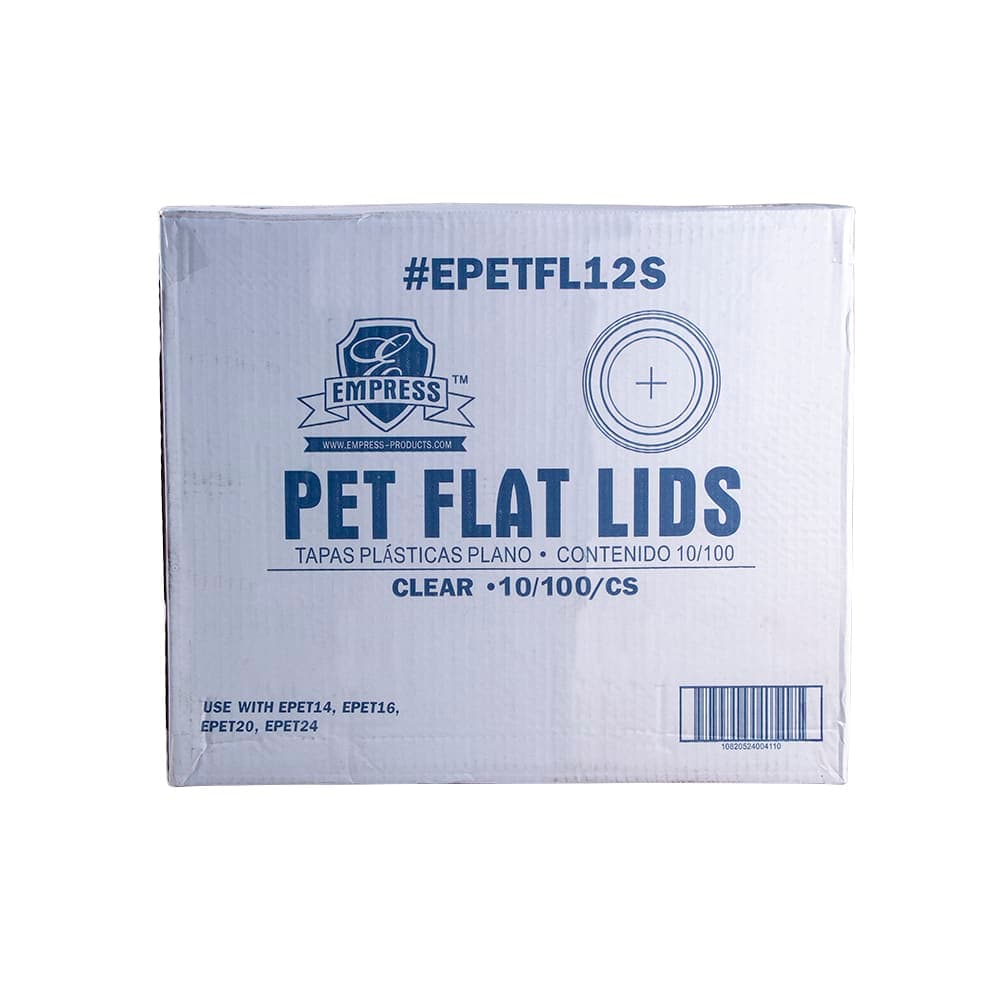 Empress Flat Lid w/ Straw Slot for 12 oz Squat, 16 oz, 20 oz, & 24 oz PET Cups (EPETFL12S (48631))