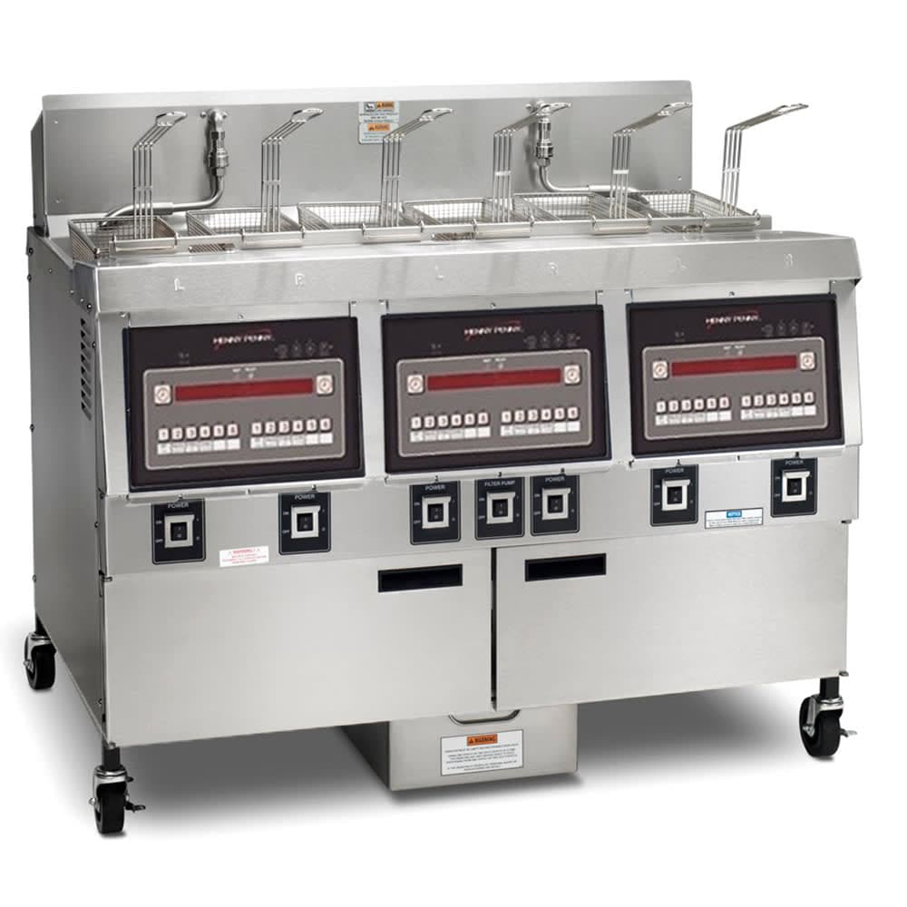 Henny Penny OFG323.08 Gas Fryer - (3) 65 lb Vats, Floor Model, Natural Gas
