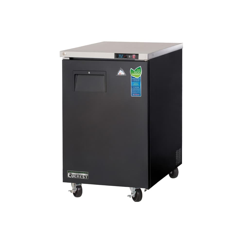 Everest Refrigeration EBB23 23 1/2" Bar Refrigerator - 1 Swinging Solid Door, Black, 115v