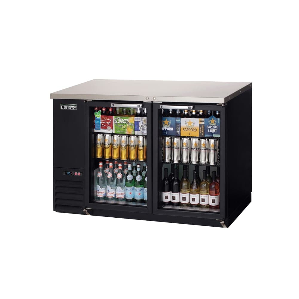 Everest Refrigeration EBB48G 49" Bar Refrigerator - 2 Swinging Glass Doors, Black, 115v