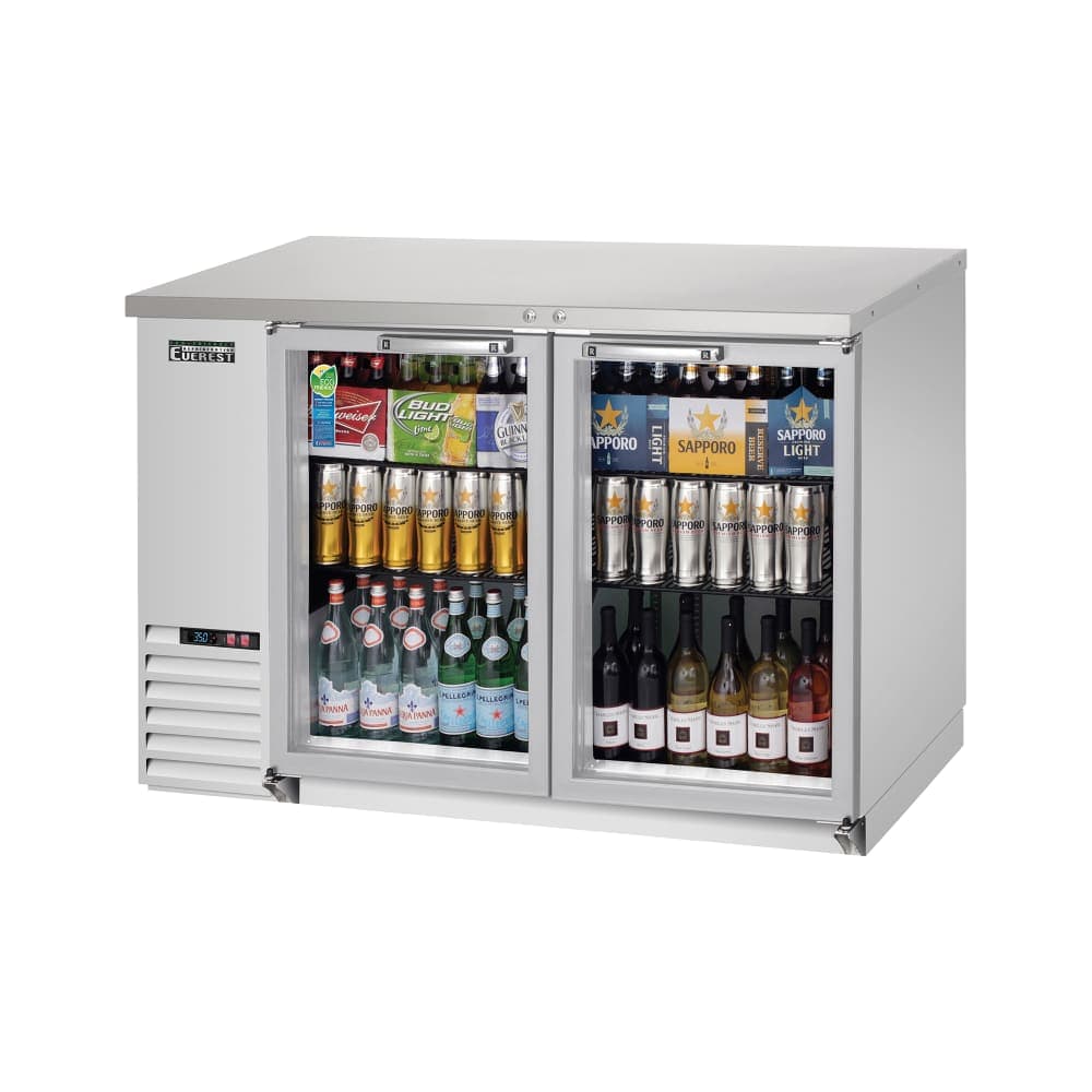 Everest Refrigeration EBB48G-SS 49" Bar Refrigerator - 2 Swinging Glass Doors, Stainless, 115v