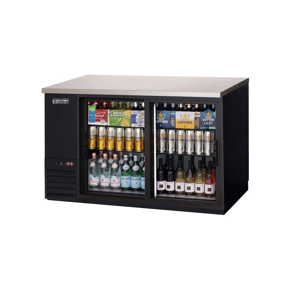 Everest Refrigeration EBB59G-SD 57 3/4" Bar Refrigerator - 2 Sliding Glass Doors, Black, 115v