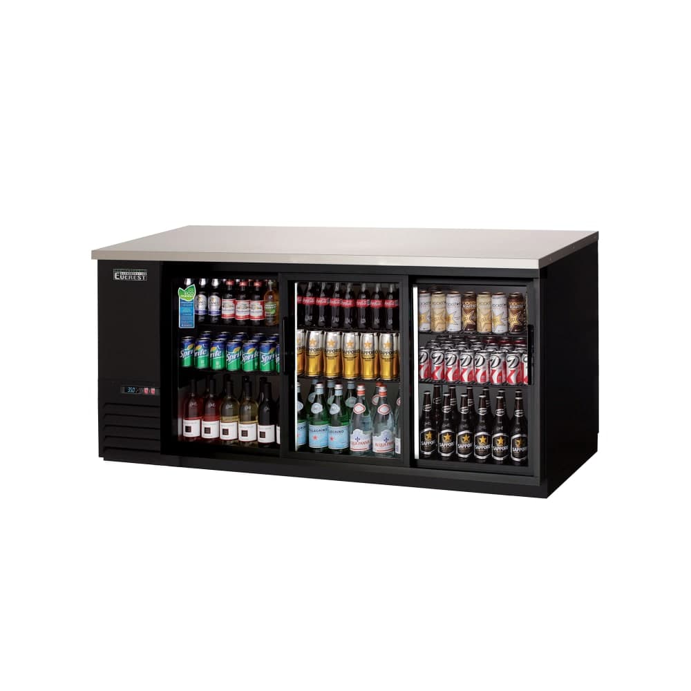 Everest Refrigeration EBB90G-SD 89 1/4" Bar Refrigerator - 3 Sliding Glass Doors, Black, 115v