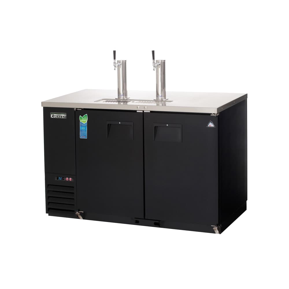 Everest Refrigeration EBD2-24 57 3/4" Kegerator Beer Dispenser w/ (2) Keg Capacity - (2) Columns, Black, 115v
