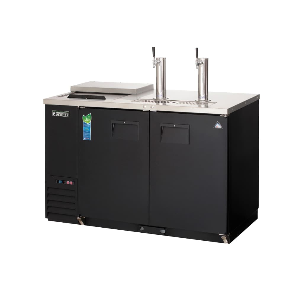 Everest Refrigeration EBD2-CT 57 3/4" Club Top Kegerator Beer Dispenser w/ (2) Keg Capacity - (2) Columns, Black, 115v