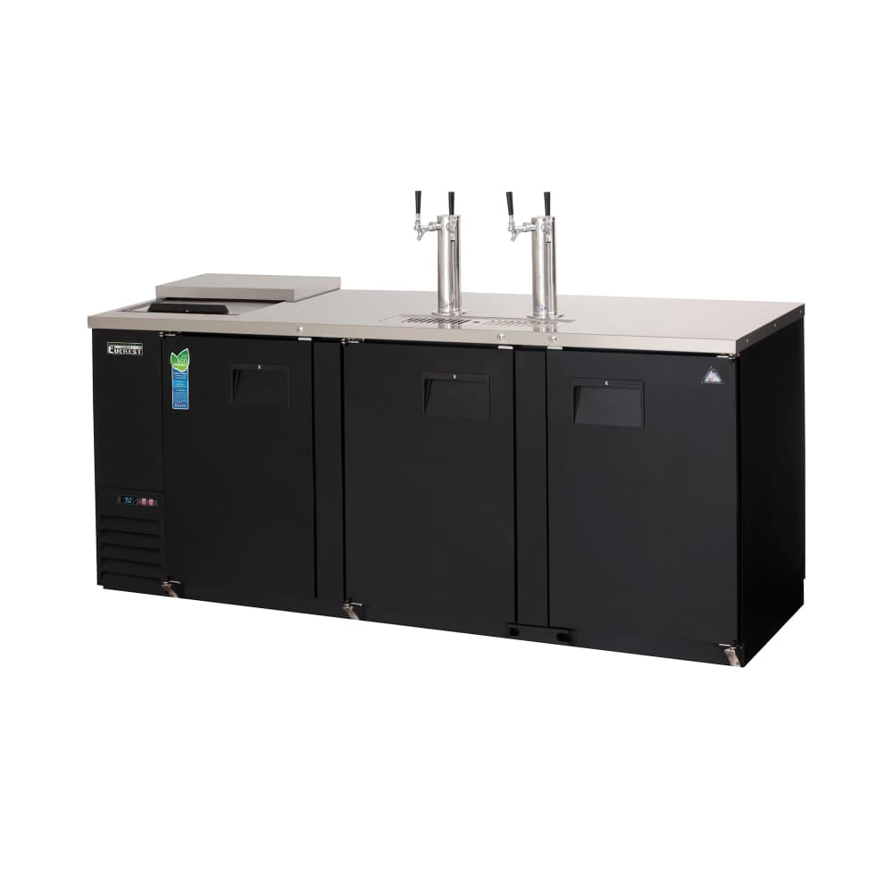 Everest Refrigeration EBD4-CT 89 1/4" Club Top Kegerator Beer Dispenser w/ (4) Keg Capacity - (2) Columns, Black, 115v