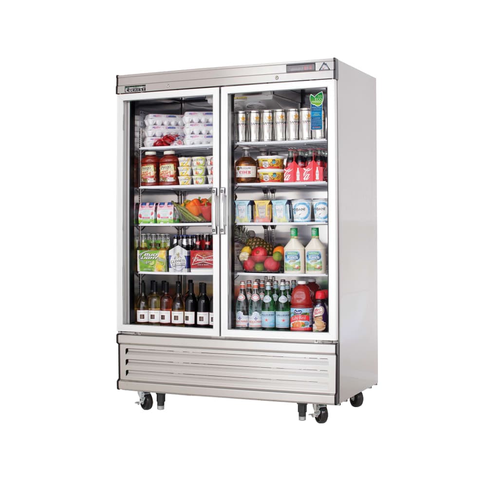 Everest Refrigeration EBGR2 54 1/8" Two Section Reach In Refrigerator, (2) Left/Right Hinge Glass Doors, 115v