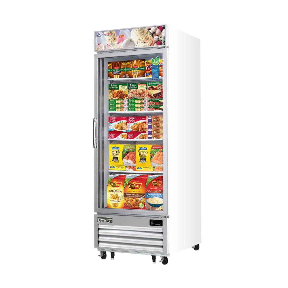 Everest Refrigeration EMGF23 29 1/8" One Section Display Freezer w/ Swing Door - Bottom Mount Compressor, White, 115v