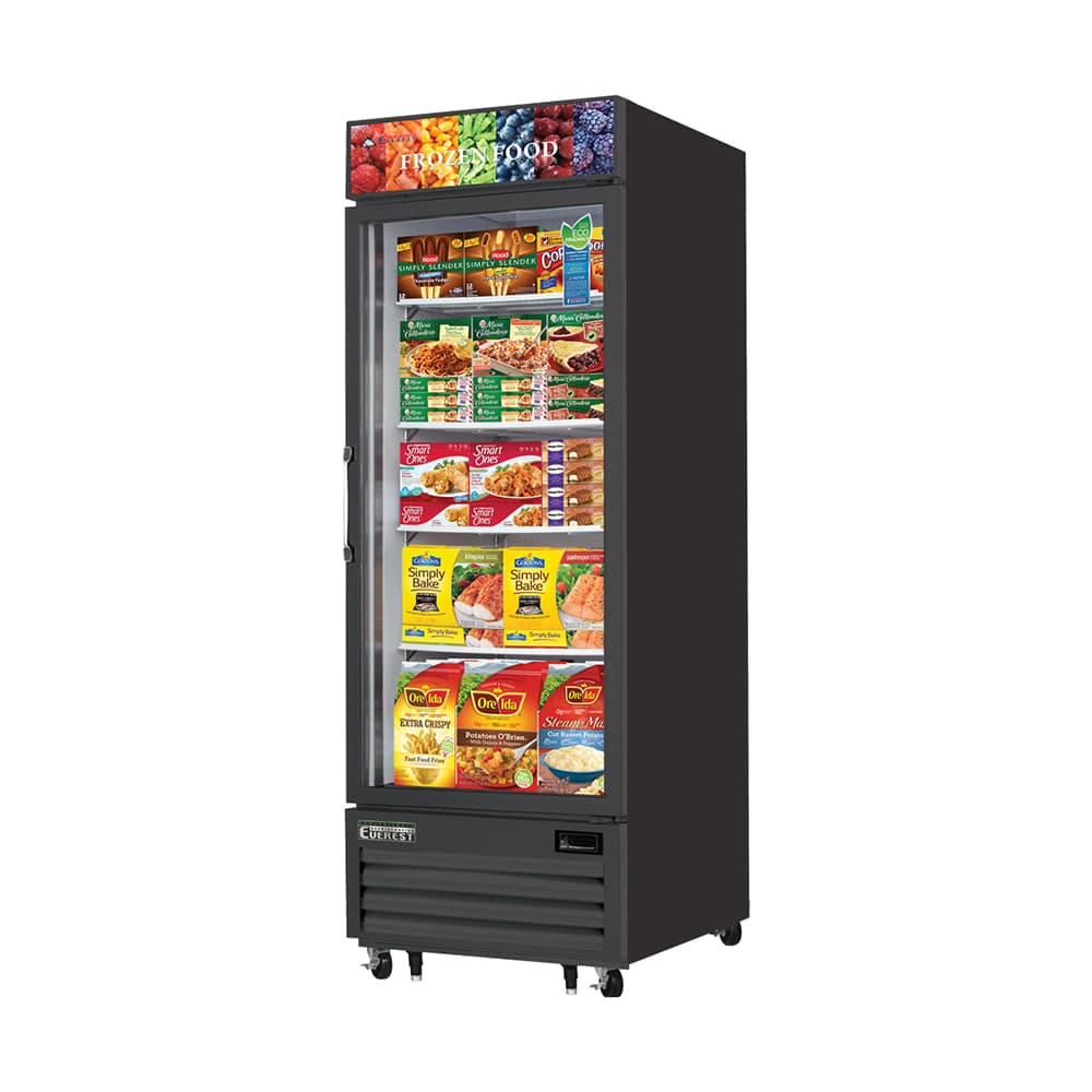 Everest Refrigeration EMGF23B 29 1/8" One Section Display Freezer w/ Swing Door - Bottom Mount Compressor, Black, 115v