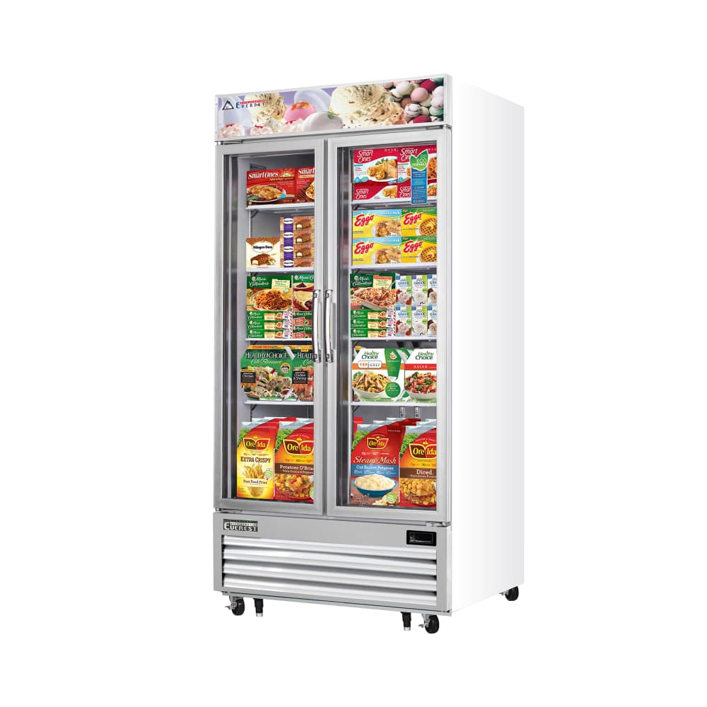 Everest Refrigeration EMGF36 41" Two Section Display Freezer w/ Swing Door - Bottom Mount Compressor, White, 115v