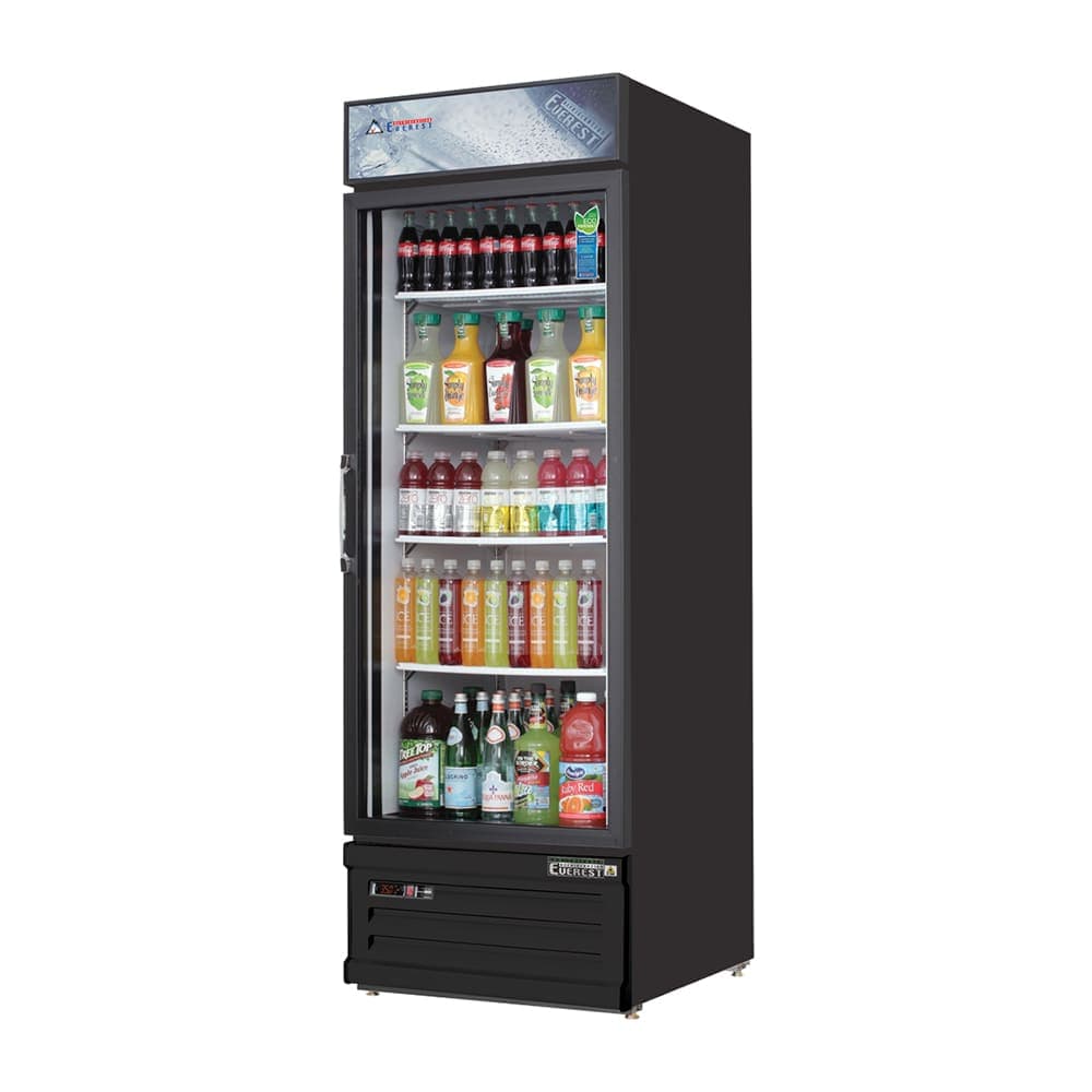 Everest Refrigeration EMGR20B 24 3/4" EM Series One Section Glass Door Merchandiser - (1) Right Hinge Door, Black, 115v