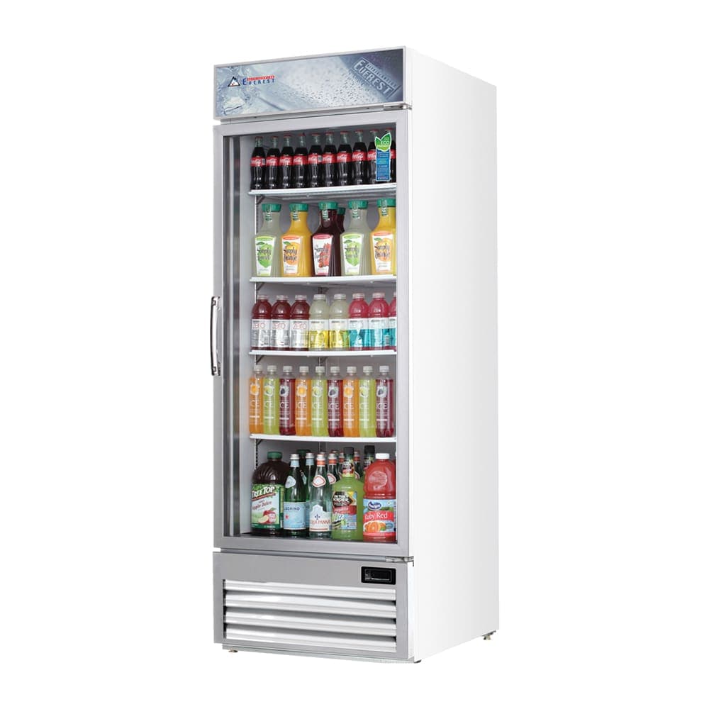 Everest Refrigeration EMGR24U 29 1/8" EM Series One Section Glass Door Merchandiser - (1) Right Hinge Door, White, 115v