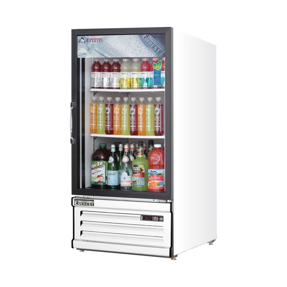 Everest Refrigeration EMGR8 24" EM Series One Section Glass Door Merchandiser - (1) Right Hinge Door, White, 115v