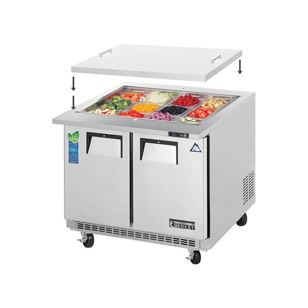 Everest Refrigeration EOTPS2 35 5/8" EOTP Series Mega Top Sandwich/Salad Prep Table w/ Refrigerated Base, 115v