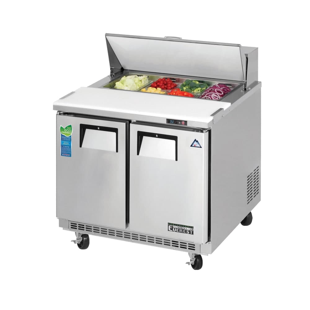 Everest Refrigeration EPBNSR2 35 5/8" EPB Series Sandwich/Salad Prep Table w/ Refrigerated Base, 115v