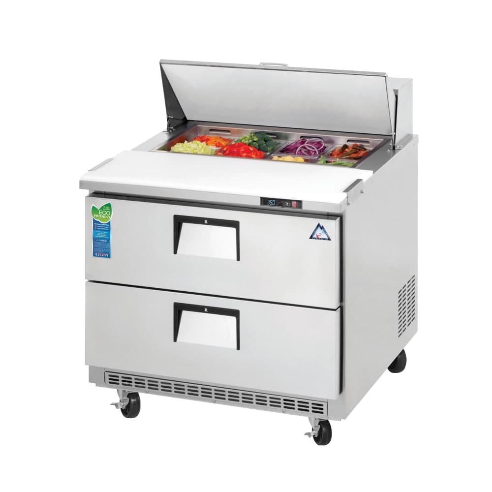 Everest Refrigeration EPBNSR2-D2 35 5/8" EPB Series Sandwich/Salad Prep Table w/ Refrigerated Base, 115v