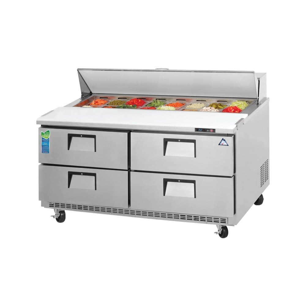 Everest Refrigeration EPBNWR2-D4 59 1/8" EPB Series Sandwich/Salad Prep Table w/ Refrigerated Base, 115v