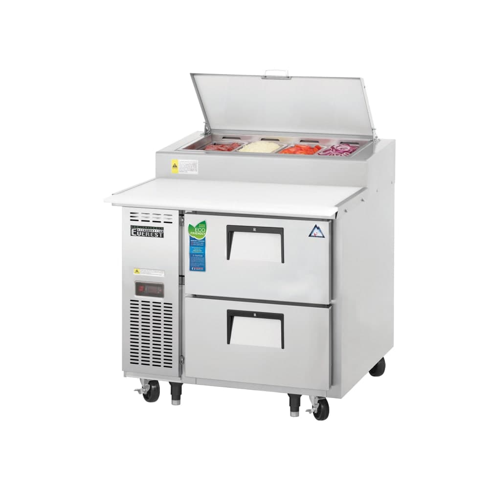 Everest Refrigeration EPPR1-D2 35 5/8" EPP Series Pizza Prep Table w/ Refrigerated Base, 115v