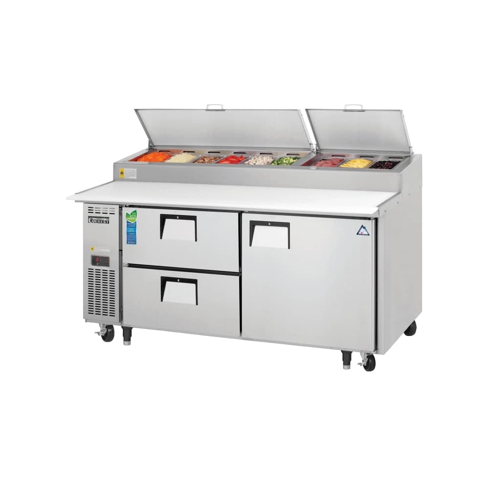 Everest Refrigeration EPPR2-D2 71" EPP Series Pizza Prep Table w/ Refrigerated Base, 115v
