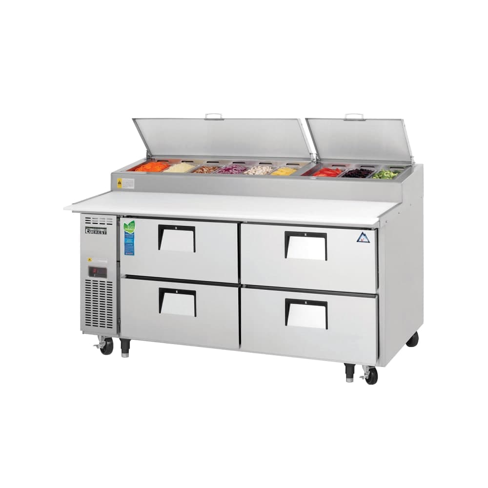 Everest Refrigeration EPPR2-D4 71" EPP Series Pizza Prep Table w/ Refrigerated Base, 115v