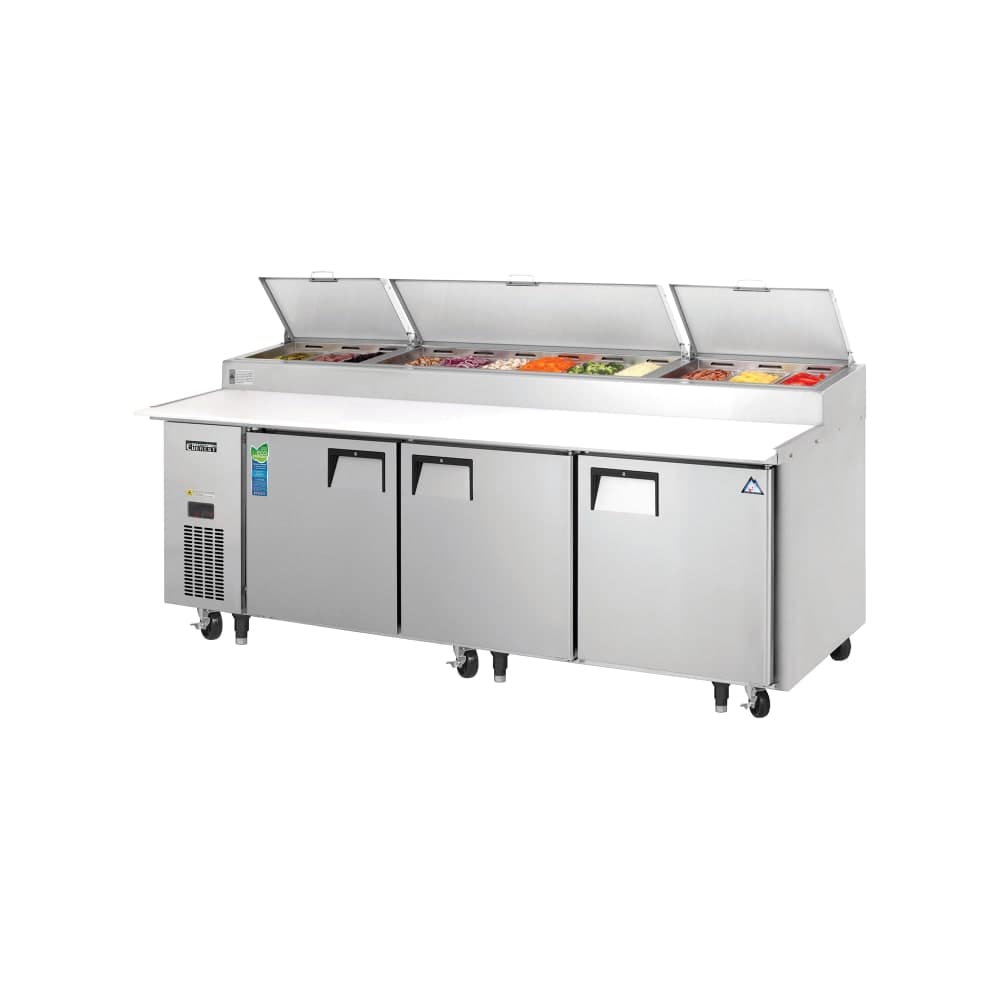 Everest Refrigeration EPPR3 93 1/8" EPP Series Pizza Prep Table w/ Refrigerated Base, 115v