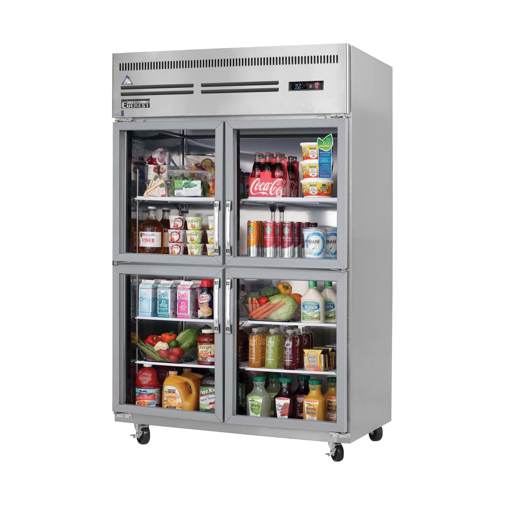 Everest Refrigeration ESGRH4 49 5/8" Two Section Reach In Refrigerator, (4) Left/Right Hinge Glass Doors, 115v