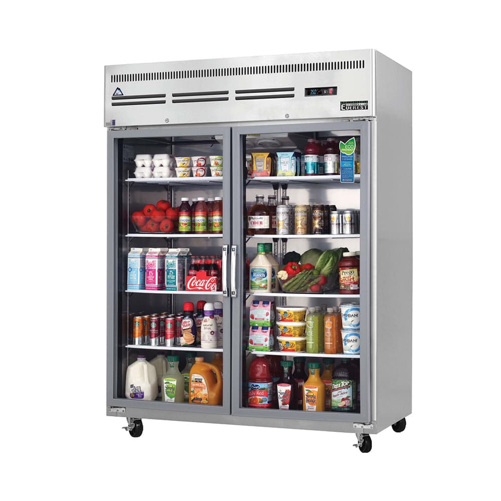 Everest Refrigeration ESGWR2 59" Two Section Reach In Refrigerator, (2) Left/Right Hinge Glass Doors, 115v