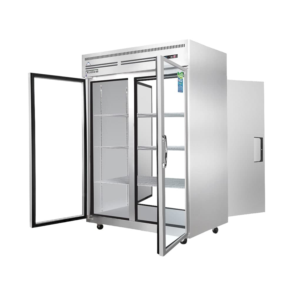 Everest Refrigeration ESPT-2G-2S 49 5/8" Two Section Pass Thru Refrigerator, (2) Glass Doors, (2) Solid Doors, Right Hinge, 115v