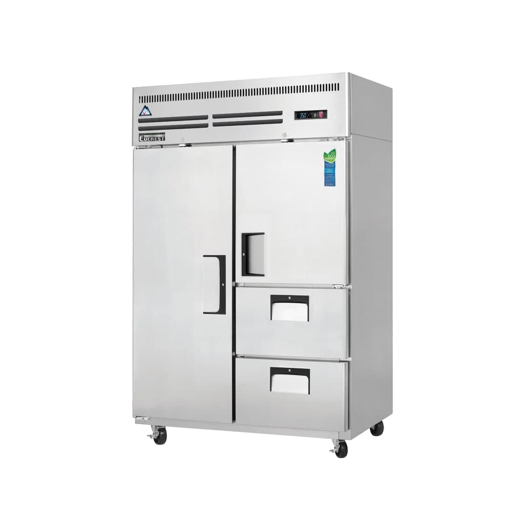 Everest Refrigeration ESR2D2 49 5/8" Two Section Reach In Refrigerator, (2) Solid Doors, (2) Drawers, 115v