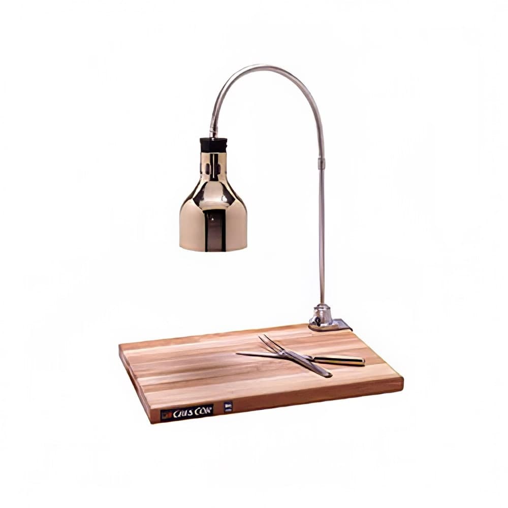 Cres Cor IFW61GL10PB Countertop Carving Station w/ 1 Lamp & Maple Cutting Board, Brass Hood
