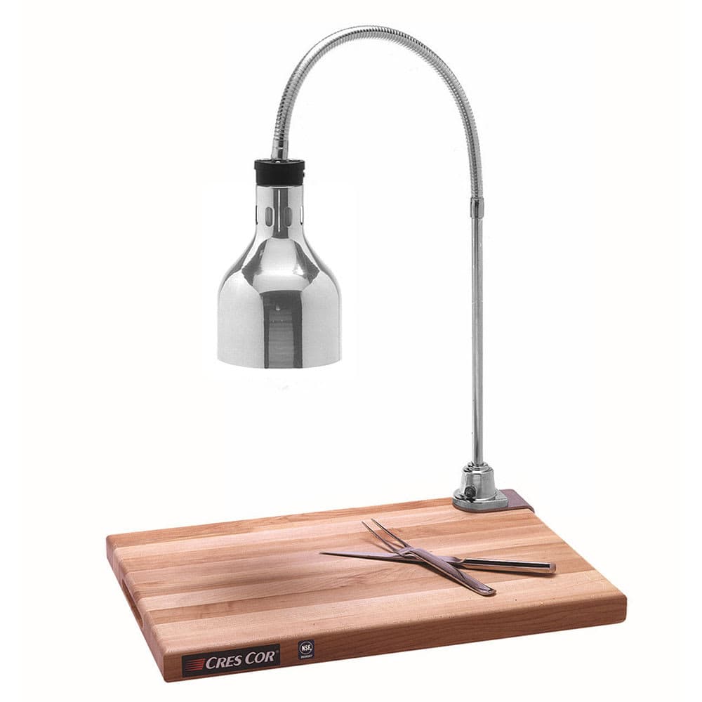 Cres Cor IFW61GL10PN Countertop Carving Station w/ 1 Lamp & Maple Cutting Board, Nickel Hood