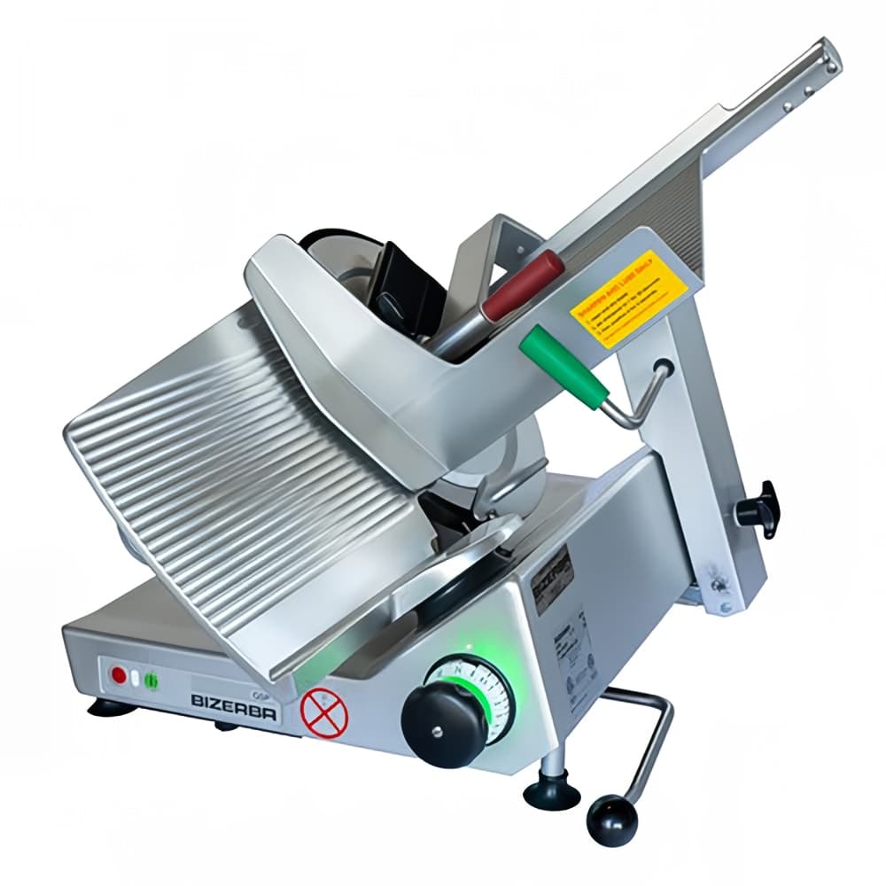 Bizerba GSPHI90 Manual Gravity Feed Meat Slicer w/ 13" Blade, Safety Illuminated Dial, Aluminum, 1/2 hp