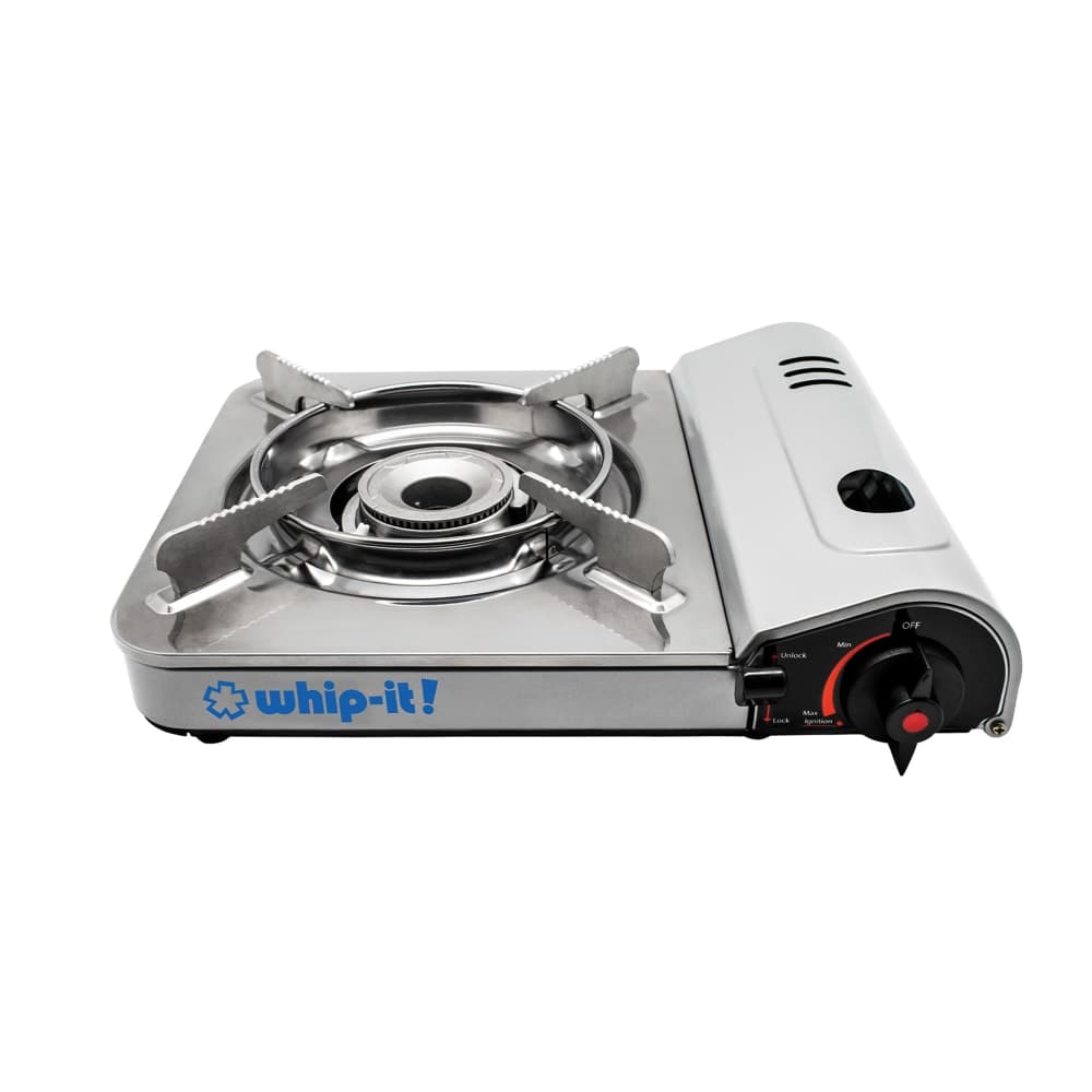 Whip-It! Butane Stove w/ Adjustable Flame & Carrying Case - 9,000 BTU, Silver (ST-HOTSPOT-01)