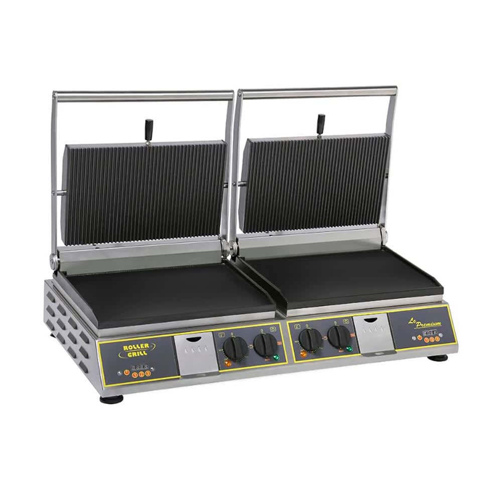 Equipex DIABLO PREMIUM Double Commercial Panini Press w/ Cast Iron Grooved & Smooth Plates, 208-240v/1ph