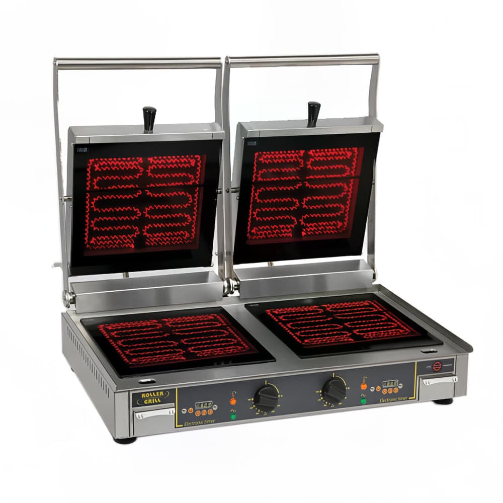 Equipex DIABLOVG Double Commercial Panini Press w/ Ceramic Grooved & Smooth Plates, 208-240v/1ph