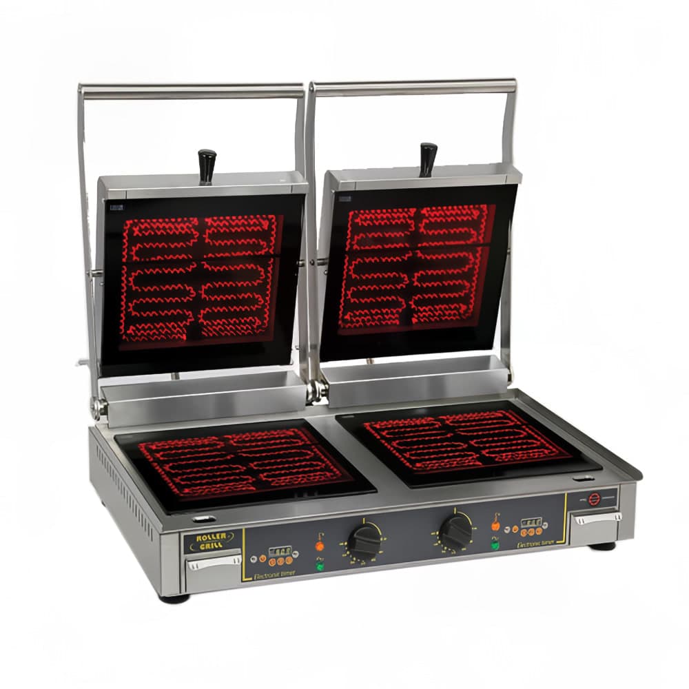 Equipex DIABLOVG Double Commercial Panini Press w/ Ceramic Smooth Plates, 208-240v/1ph