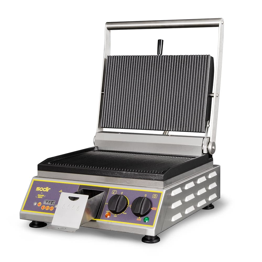 Equipex PANINI PREMIUM Single Commercial Panini Press w/ Cast Iron Grooved Plates, 208-240v/1ph